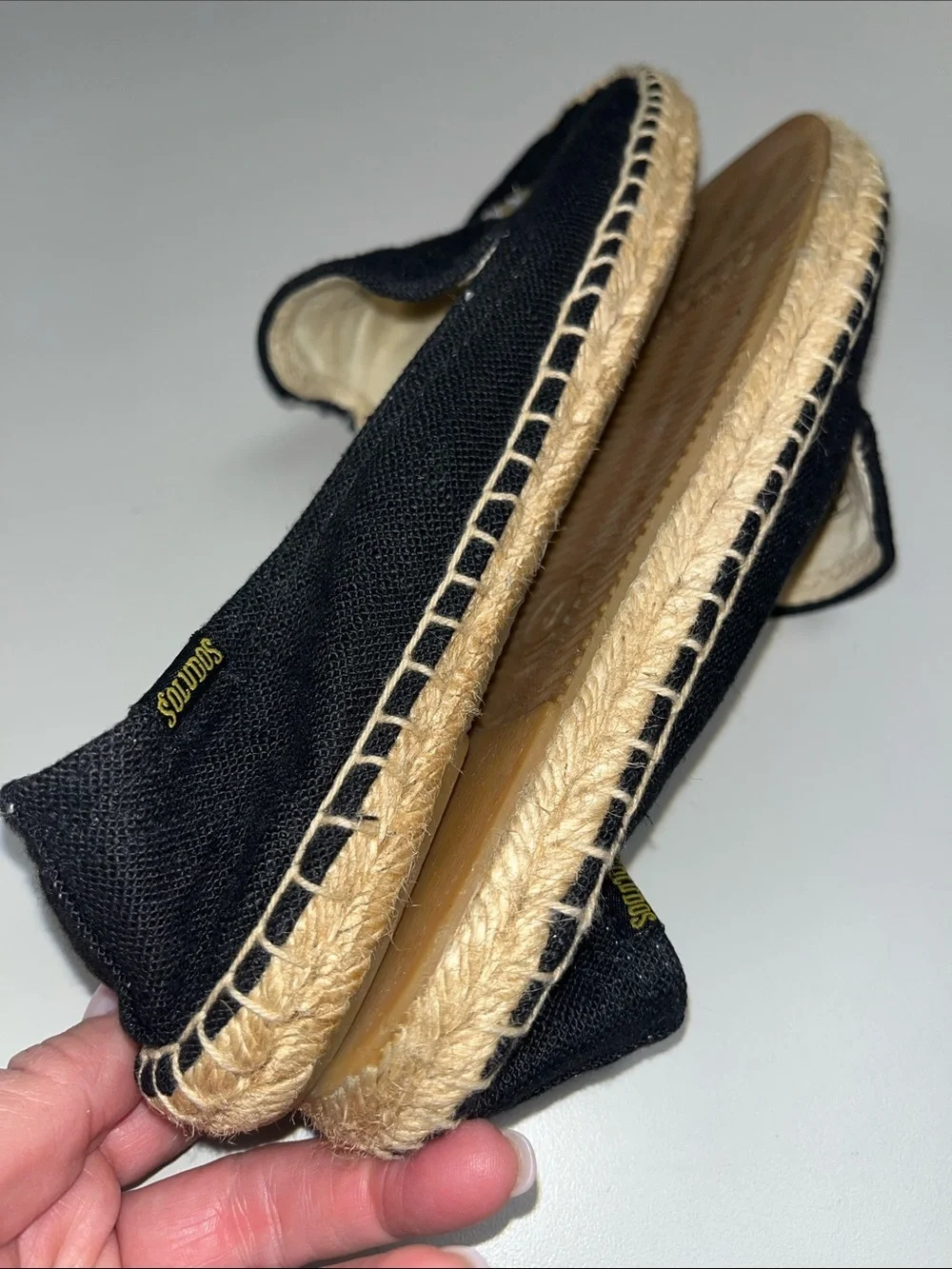 Soludos Black Espadrilles with Pineapple Embroidery Size 8